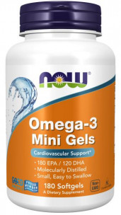 NOW Omega 3 Mini Gels 500 мг Softgels, 180 капс