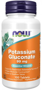 NOW Potassium Gluconate 99 мг, 100 таб