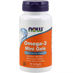 NOW Omega 3 Mini Gels 500 мг Softgels, 90 капс