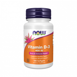 NOW Vitamin D3 400 IU, 180 капсул