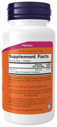 NOW Vitamin E-400 D-Alpha Tocopheryl, 100 капсул