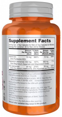 NOW ZMA 800 mg, 90 капсул