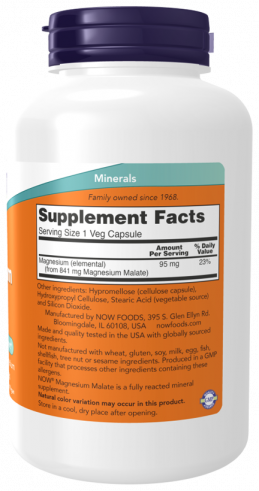 NOW Magnesium Malate Caps, 180 капсул