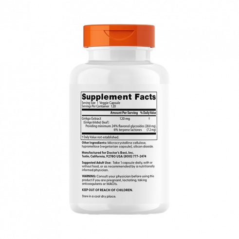 Doctor's Best Extra Strength Ginkgo, Гинкго Билоба стронг, 120 капсул