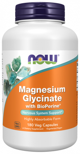 NOW Magnesium Glycinate with BioPerine, 180 капсул