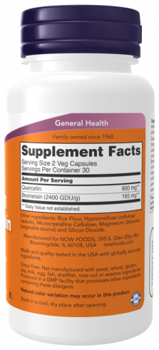 NOW Quercetin With Bromelain, Кверцетин с Бромелайном, 60 капсул