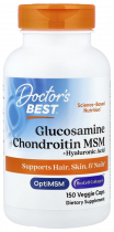Doctor's Best Glucosamine/Chondroitin/MSM Plus Hyaluronic Acid, Глюкозамин/Хондроитин/МСМ + Гиалуроновая кислота, 150 капсул