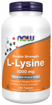 NOW Double Strength L-Lysine 1000 mg, Двойная сила L-Лизин 1000 мг, 250 таблеток