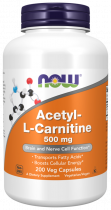 NOW Acetyl L-Carnitine 500 mg, Ацетил L-Карнитин 500 мг, 200 капсул