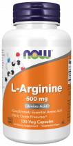 NOW L-Arginine 500 mg, L-Аргинин 500 мг, 100 капсул