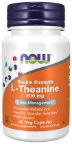 NOW Double Strenght L-Theanine 200 mg, Двойная сила L-Теанина 200 мг, 60 капсул