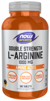 NOW Double Strength Arginine 1000 mg, Аргинин Двойная сила 1000 мг, 180 таблеток