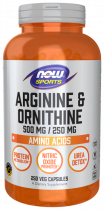 NOW Arginine &amp; Ornitine, Аргинин и Орнитин, 250 капсул
