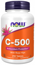 NOW C-500 with Rose Hips, C-500 c Шиповником, 250 таблеток